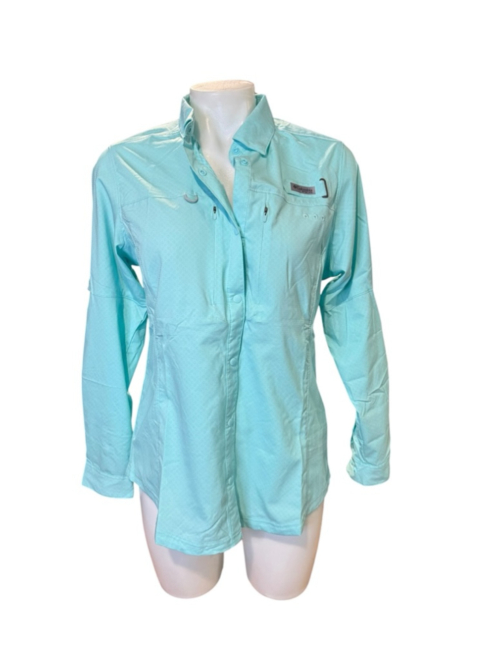 Women's Columbia Light Blue Shadowcaster Zero LS Button Down Shirt S